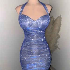Vanilla Bella blue sparkly dress large NWT